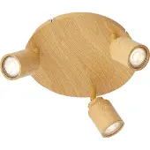 QAZQA Japandi plafondlamp licht hout met verstelbare spots 3-lichts IP44 - Ducha