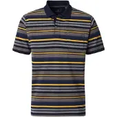 Casa Moda Poloshirt grijs gele strepen 2 knoops