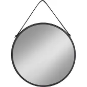 Ebuy24 Zwarte Trapani spiegel: Staal en leer, ø60 cm