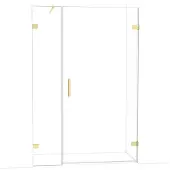 Maxaro Diamond Douchedeur | 135 cm Glanzend lichtgoud Helder glas Draaideur