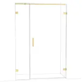 Maxaro Diamond Douchedeur | 135 cm Glanzend lichtgoud Helder glas Draaideur