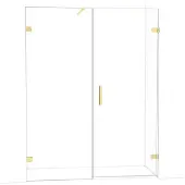 Maxaro Diamond Douchedeur | 155 cm Glanzend lichtgoud Helder glas Draaideur