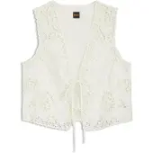 BOSS Geborduurd gilet met striksluiting