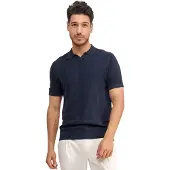 Blue industry Polo korte mouw donkerblauw v-hals