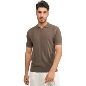 Blue industry Gestreepte structuur bruine polo