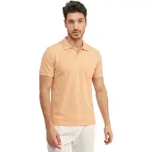 Blue industry Korte mouw effen poloshirt oranje v-hals