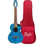 Flight Royal Series Comet EQ-A Tenor Blue elektrisch-akoestische ukelele met deluxe gigbag