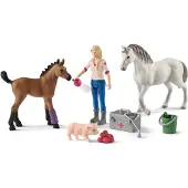 Schleich FARM WORLD - Arts bezoekt merrie en veulen - Speelfigurenset - Kinderspeelgoed voor Jongens en Meisjes - 3 tot 8 jaar - 8 Onderdelen
