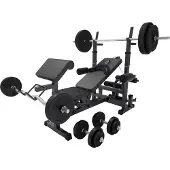 Gorilla Sports Universele Halterbank Zwart Met 100 kg Halterset Kunststof
