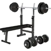 Gorilla Sports Verstelbare Halterbank Met 70 kg Halterset Kunststof