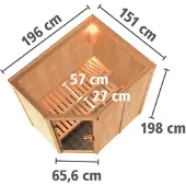Karibu Sauna Saja (entree aan de zijkant), volledig glazen deur, bronskleurig, zonder accessoires