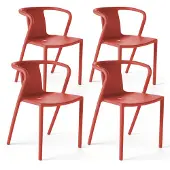 Oviala - Lot van 4 rode plastic polypropyleen stoelen - Berlin