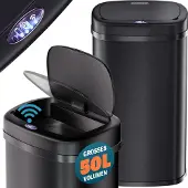 Monzana Sensor afvalbak Zwart roestvrij staal 40L