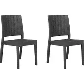 Beliani FOSSANO - Tuinstoel set van 2 - Grafietgrijs - Synthetisch materiaal