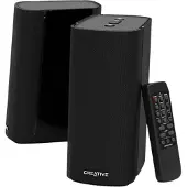 Creative Labs T100 - 2.0 compacte HiFi-desktopluidsprekers, maximaal 80W piekvermogen, Bluetooth 5.0, optische ingang, AUX-in, Wide SoundStage met basregeling voor computers en laptops (zwart)