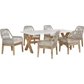 Beliani OLBIA - Tuinset voor 6 stoelen - Wit/Beige - Vezelcement