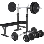 Gorilla Sports Verstelbare Halterbank Met 100 kg Halterset Kunststof