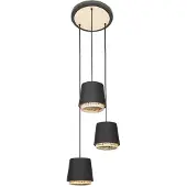 LINDBY Hanglamp Ananya, dimbaar, zwart, Woon-/ Eetkamer, metaal, Landelijk, hanglamp