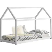 En.casa Kinderbed Netstal houten bed huisbed 80x160 cm wit