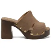 Lazamani Clogs Dames Taupe Suède | Maat 36