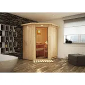 Karibu | Nanja Sauna | Bronzeglas Deur | Biokachel 3,6 kW Externe Bediening