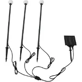 LINDBY LED lamp op zonne-energie Freydis, set van 3, zwart, 2.000 K Freydis, zwart, Aluminium, Modern