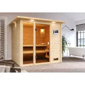Karibu | Jutta Sauna met Dakkraag | Kachel 9 kW Externe Bediening