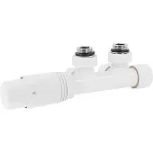 LuxeBath ventielaansluitset Multiblock wit hoekvorm incl. thermostaatkop voor badkamerradiatoren met middenaansluiting - aansluitset radiator hoekvormig vanaf de wand met thermostaat