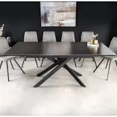 Invicta Uitschuifbare eettafel ALPINE 160-200cm antraciet keramiek zwart metalen frame - 43845