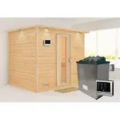 Karibu | Sonara Sauna met Dakkraag | Energiesparende Deur | Kachel 9 kW Externe Bediening