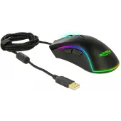 DeLOCK bedrade USB gaming muis met 7 knoppen - 100-10000 DPI / zwart - 1,8 meter