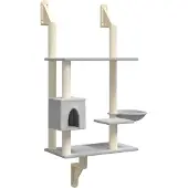Syfax Kattenmeubel wandgemonteerd met krabpaal 153 cm lichtgrijs