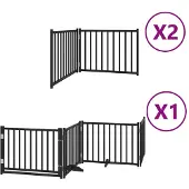 vidaXL Hondenhek inklapbaar 8 panelen 640 cm populierenhout zwart