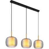 Globo Design hanglamp Lampigna zwart met amber glas 3-lichts