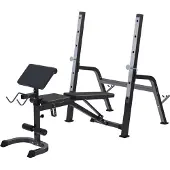 Gorilla Sports Halterbank met squat rack zwart
