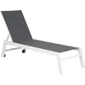 Happy Garden BARBADOS ligstoel in grijs textilene - wit aluminium