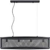 LINDBY Hanglamp Mizgin, zwart, Woon-/ Eetkamer, metaal, Landelijk, hanglamp