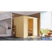 Karibu Sauna Daria (entree aan de voorkant), volledig glazen deur, helder glas, zonder accessoires