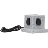 Star Trading Buitenstopcontact 'Plugge', granietlook, 4 stopcontacten, grijs, H 18 cm, B 20 cm