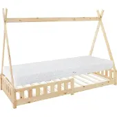 ML-Design Kinderbed Linda | fluweel naturel 208x96x156 cm kinderbedden | NADUVI
