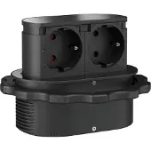 QUELLMALZ Piccolino popup stekkerdoos zwart 2x stopcontact