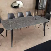 Riess Moderne eettafel MILANO 180cm antraciet keramiek zwarte metalen poten - 46993