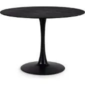 CALICOSY - Ronde tafel met glazen blad in marmerlook L110 cm - ADA