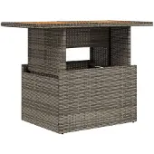 vidaXL Tuintafel 100x55x73 cm poly rattan en acaciahout grijs
