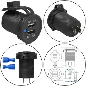 Proplus Tweevoudige USB-inbouwdoos - 2100mA - 12V/24V - Ø 26 mm