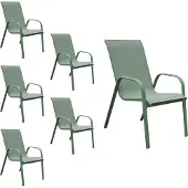 Happy Garden Set van 6 MARBELLA saliegroene textilene stoelen - saliegroen aluminium