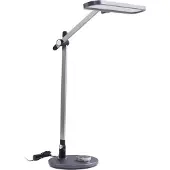 LINDBY LED-bureaulamp Elvir, dimbaar, alu / grijs / zink, Woon-/ Eetkamer, Aluminium, Modern, LED bureaulamp
