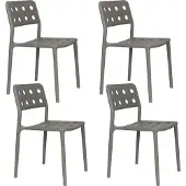 Housecraft living Serra Tuinstoel/ Eetkamerstoel Kunststof Grijs - Set van 4