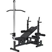 Gorilla Sports Universele Halterbank zwart Met Lat Pulley