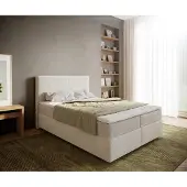 DELIFE Boxspringbed Dream-Well 140x200 cm Bouclé Crème-Wit met Pocketveringmatras en Topper Visco
